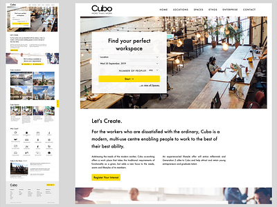 Cubo Work - website design for a modern workspace provider