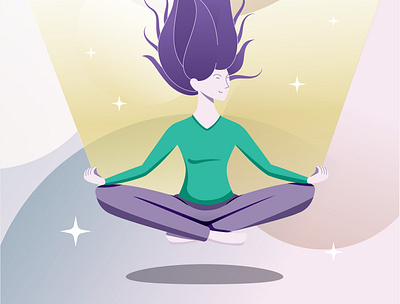 Girl Meditating after affects animation charachter design covid 19 dream duik duik bassel illustration innerpiece levitation motion relax rig vector wellbeing wellness workfromhome xav yoga