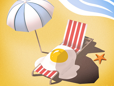 Summer Heat beach branding design egg funny heat holiday illustration shadow summer sunburn sunny umbrella vector xav