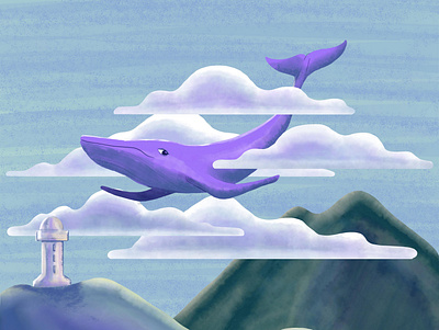 Inktober whale adobe fresco animation charachter design concept design digital painting illustration motion sky surrealism whale xav