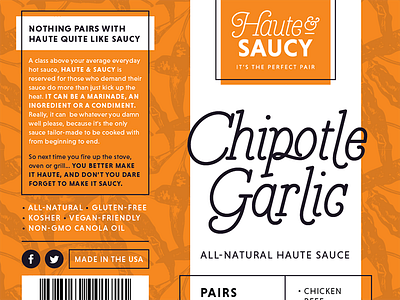 Haute & Saucy Labels bold bright fashion food high end hot hot sauce label package sassy sauce