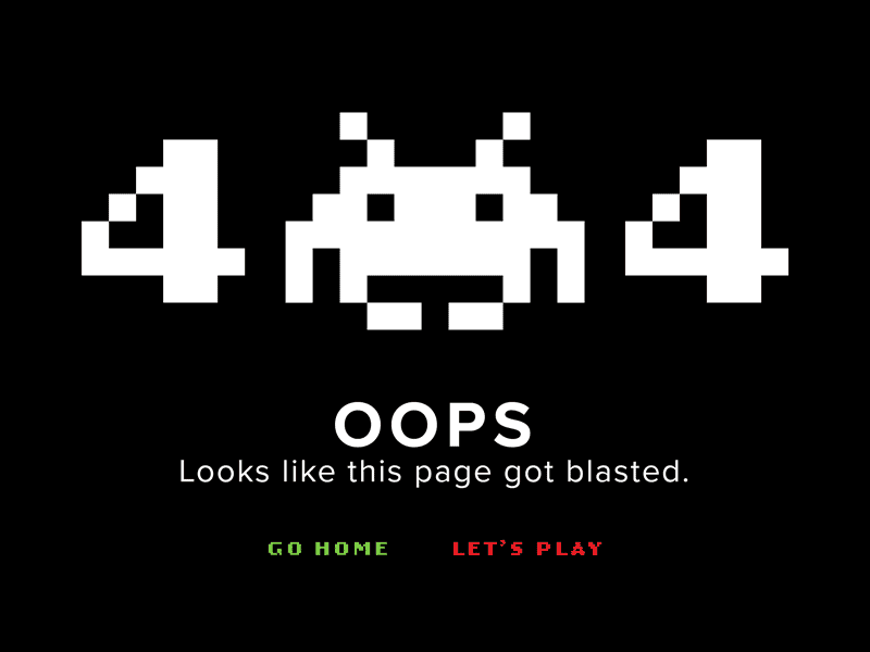 Daily UI #008 - 404 Page 404 page 8bit 90s daily ui not found pixel space invaders ui ux web