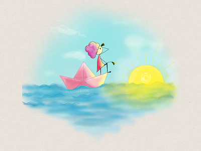 A Leap into Sea art artwork character character design design girl goal illustration illustrator simple