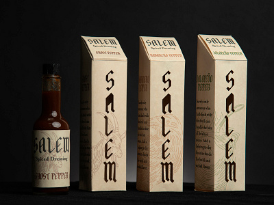 Salem Spiced Dressing blackletter branding design etching hot sauce illustraion label lettering logo packaging salem typography vector witches