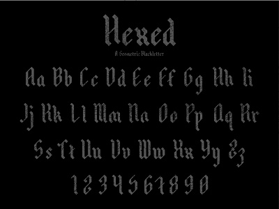 Hexed: A Geometric Blackletter blackletter branding custom type design graphic design lettering logo type design typeface typography witches