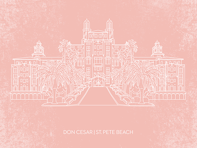 Don Cesar, St. Pete Beach, FL beach design florida graphicdesign hotel illustration linework monoweight pink