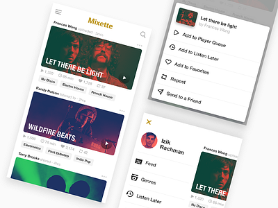 Mixette - Playlist Feed & Navigation gradient menu music navigation playlist
