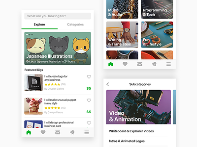 Fiverr - Gig Exploration & Services app categories feed gig list services