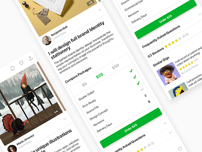 Fiverr - Gig Page app gig marketplace product
