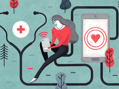Digital Healthcare character design digital health healthcare illustration phone woman