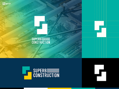 Superb Construction [IV] brand brand identity construction design engineering graphic green indonesia industries logo logo concept logogram logotype navy superb yellow