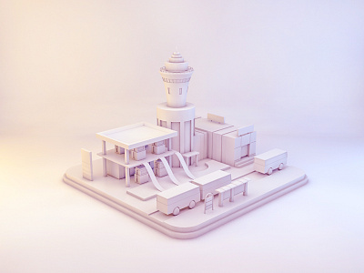 City 3d building c4d cars city glow house low poly polygon town