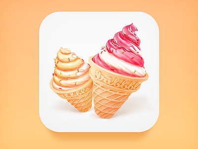 Dribbble-cream 3d app icon artua cone cream ice cream icon illustration ios icon texture