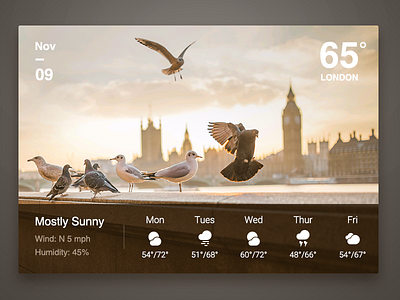 Daily UI #037 Weather app card daily dailyui flat london material rain sunny weather widget