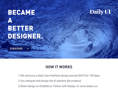 Daily UI #100 Redesign Daily UI Landing Page 100 blue challenge color daily flat landing page redesign simple user web