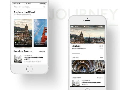 Journey app card clean feed icon ios ios10 journey list mobile travel ui
