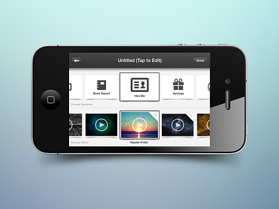Mobile UI for Stitch (choose template & effect) app iphone loading mobile ui