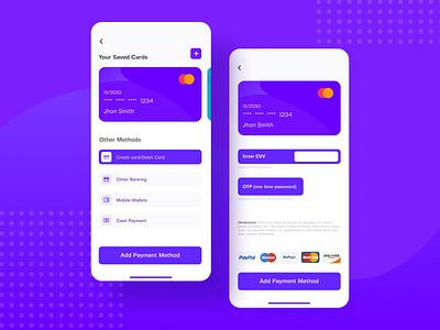 Jhon Payment Method aplication banking cash payment design financial ios app design mobile app mobile wallet payment payment method system ui kits uiux