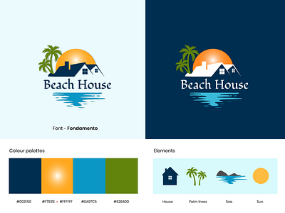 Beach House Logo Design branding design dribbble illustration logo ui vector