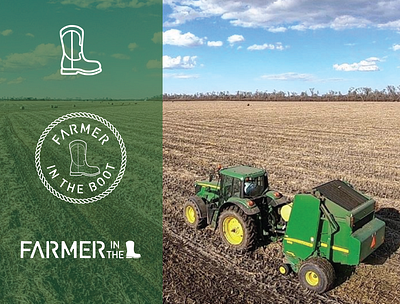 Farmer in the Boot logos design farming logos rural rustic tractor