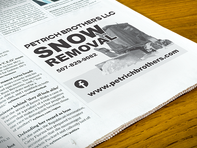 Newspaper ad for snow removal newspaper paper ad snow snow removal