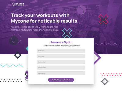 Anytime Fitness MyZone Landing Page fitness landing page design ui ux website design