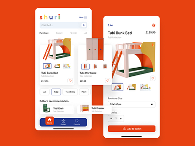 Shuri Kids Furniture app design bed furniture furniture app kids kids app ui uiux ux wardrobe
