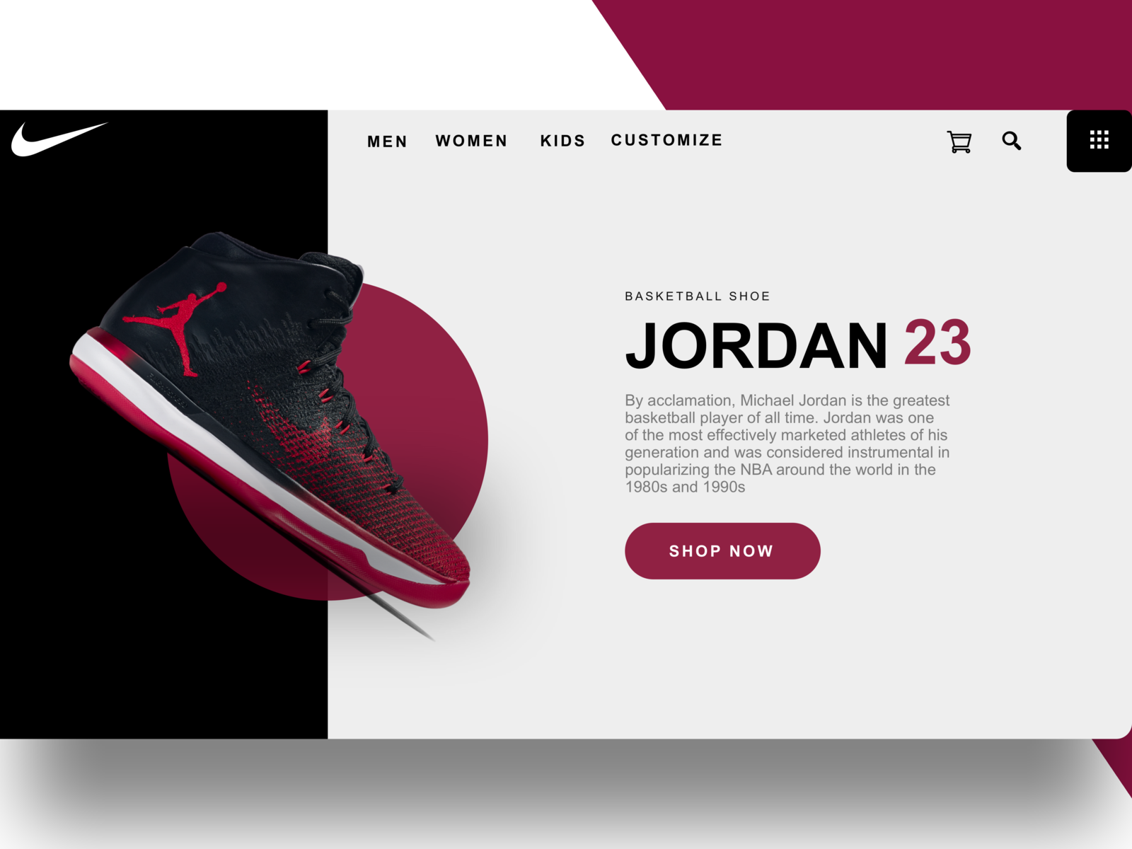 Jordan23 Sneaker store by Pancho Daskalov 🚀 on Dribbble