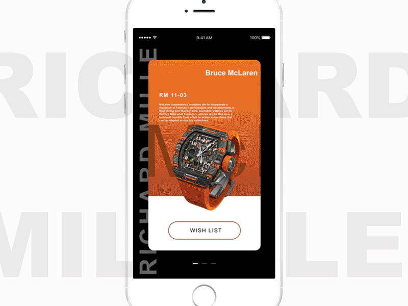 Richard Mille Concept Design animation app brand interaction principle richard mille sketch typography ui ui design ux