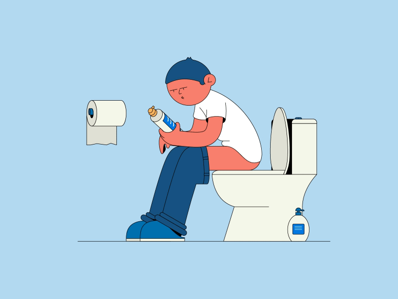 When you go to the bathroom without your phone aftereffects animation character design flat illustration loop vector