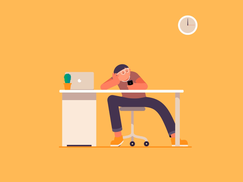 Procrastination aftereffects animation character flat illustration procrastination