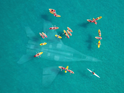 Mayday, Mayday boat collage kayaking manipulation ocean photo manipulation photoshop plane tropical water