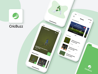 CricBuzz batting bowling cricket design icon illustration live logo minimal ui ux video