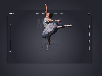 Simple Web landing page dance dark theme graphic minimalist ui webdesign