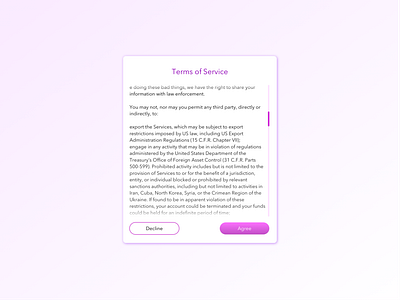 Daily UI practice - 089 Terms and service