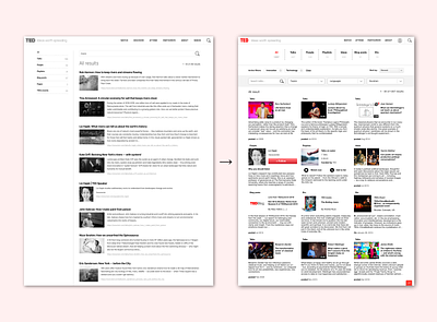 TED result page redesign case study redesign result search