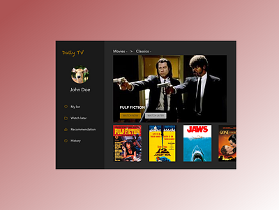 Daily UI practice - 025 TV APP dailyui design practice ui user interface