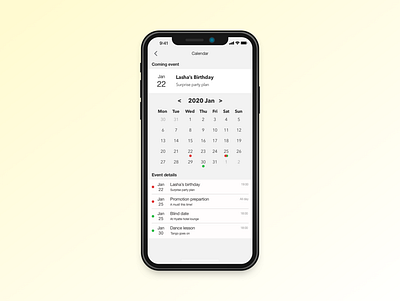 Daily UI practice - 038 Calendar dailyui design practice ui user interface