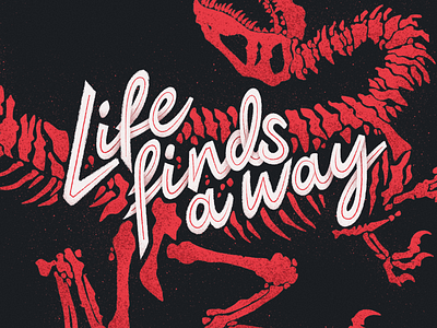 Life Finds a Way character design illustration jurassic park minimal photoshop raptor texture type typeface typography vector