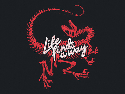 Life Finds a Way character design illustration jurassic park lifefindsaway minimal raptor texture type typeface typography vector