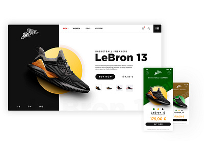 Sleak sneaker store branding design flat ui web website