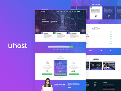 Uhost - Web Hosting & WHMCS Template clean cloud hosting dedicated domain hosting template interface layout minimal server shared vps web design web hosting website website design whmcs