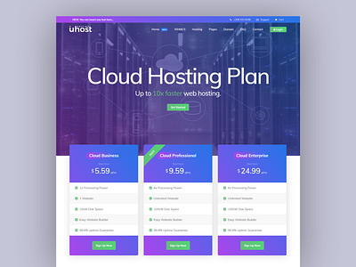 Uhost - Website Hosting & WHMCS Template clean interface minimal web design website hosting whmcs 8