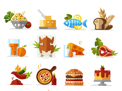Food Icons flat design food icons illustration vector