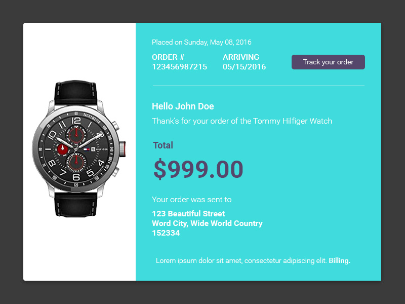 Daily Ui 017 receipt email interface design ui daily 017