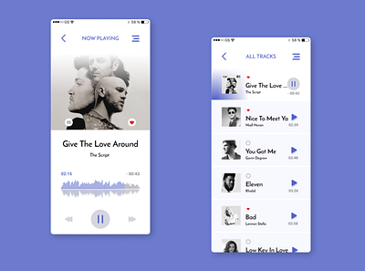 Music Player Mobile App audio audio app audio player design icon indigo indigo.design mobile mobile app design mobile design mobile ui music music app music player simple app ui uxui uxuidesign