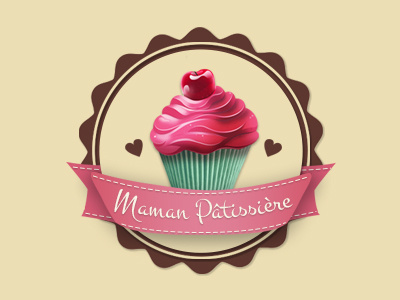 Maman Pâtissière bakery beige brown cherry cupcake heart logo maman pink pâtissière vintage