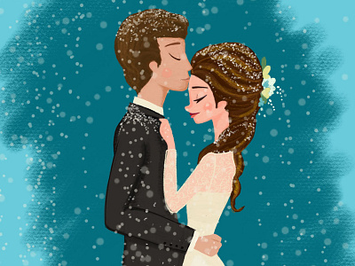 Under the Snow bride groom illustration love procreate snow wedding winter