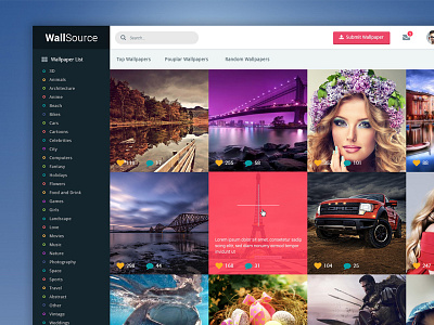 Wallsource dashboard design detail images like photos profile search ui users
