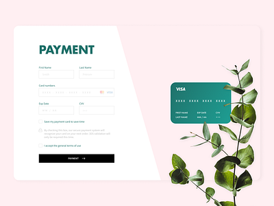 Daily UI #2 branding card dailyui design figma flat laptop pay payment photoshop pink plant typography ui ux web